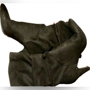 Black Slouchy Pointed Toe Heeled Boots 9